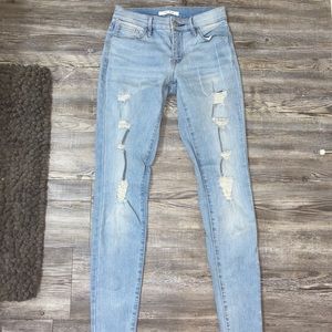 Distressed Light-wash Skinny Jeans